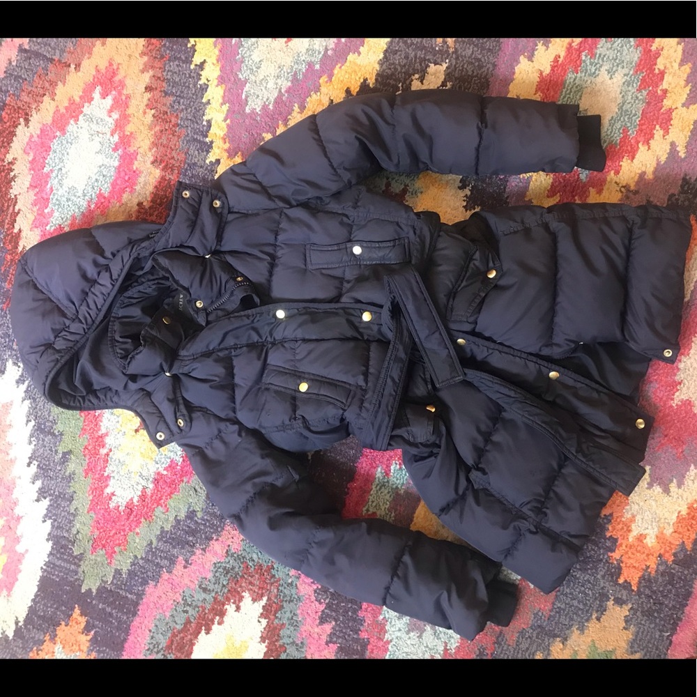 J crew down puffer jacket long